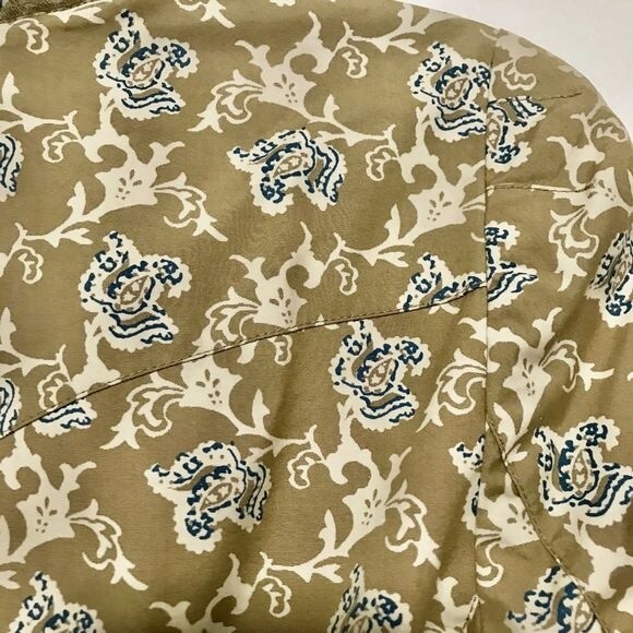 Banana Republic blazer khaki Tan floral print Ruffled V-neck jacket size S - Picture 6 of 7